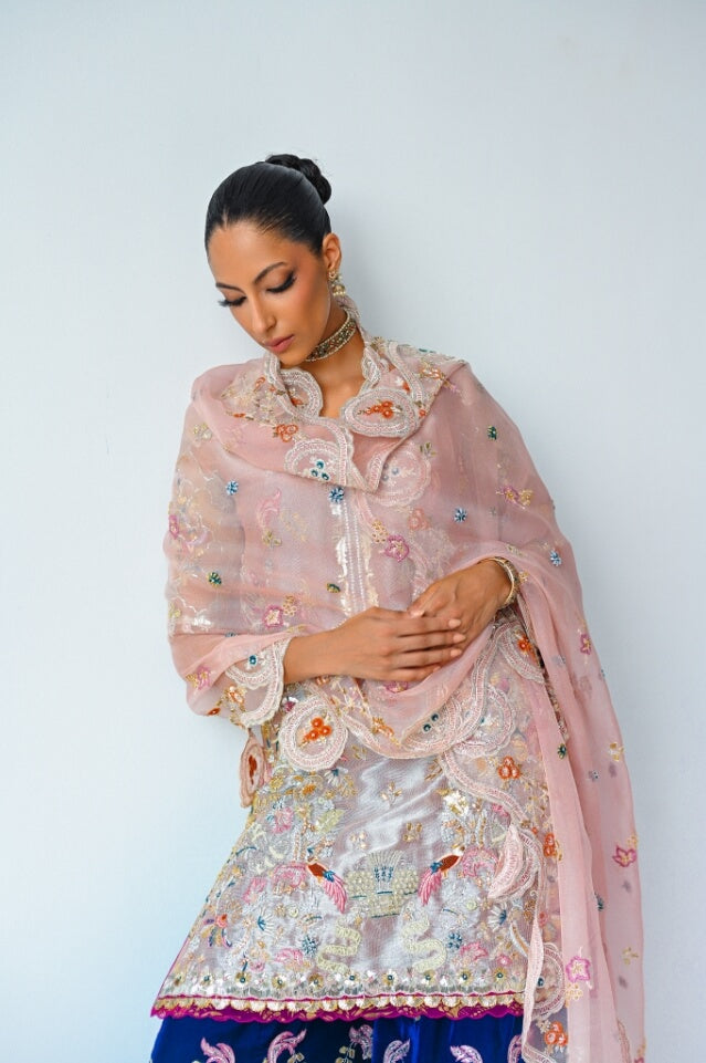 Pasha Pink Shirt w/ Duputta & Dhaka