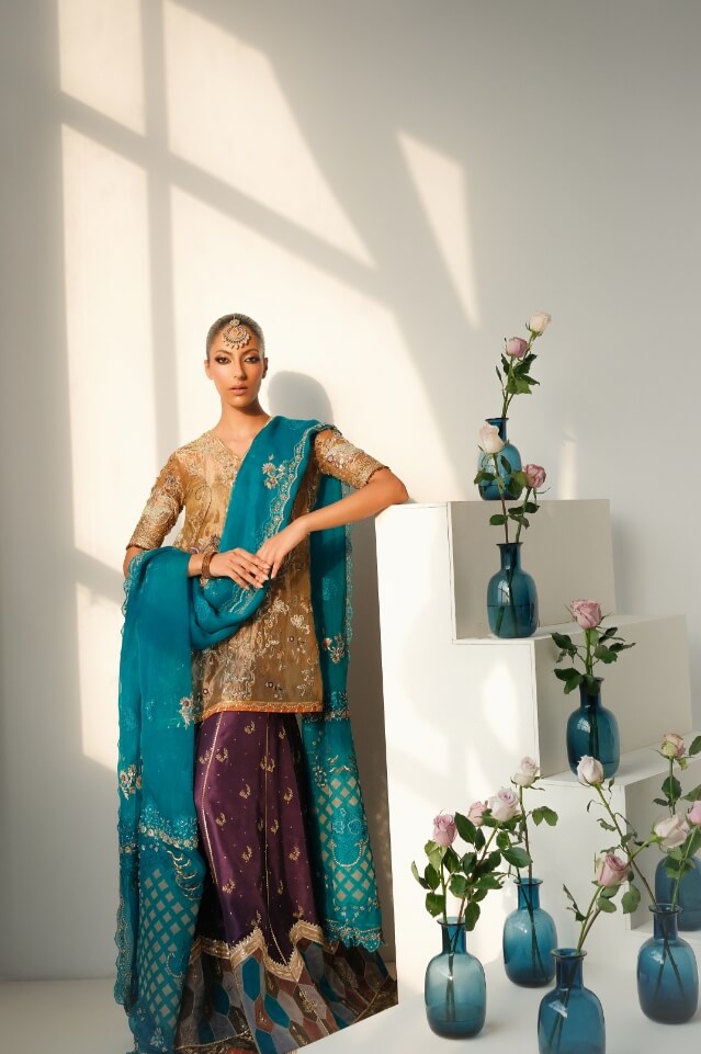 Ombre Mustard w/ Duputta & Dhaka