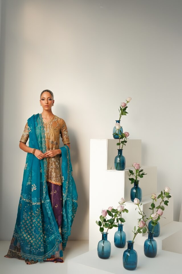 Ombre Mustard w/ Duputta & Dhaka
