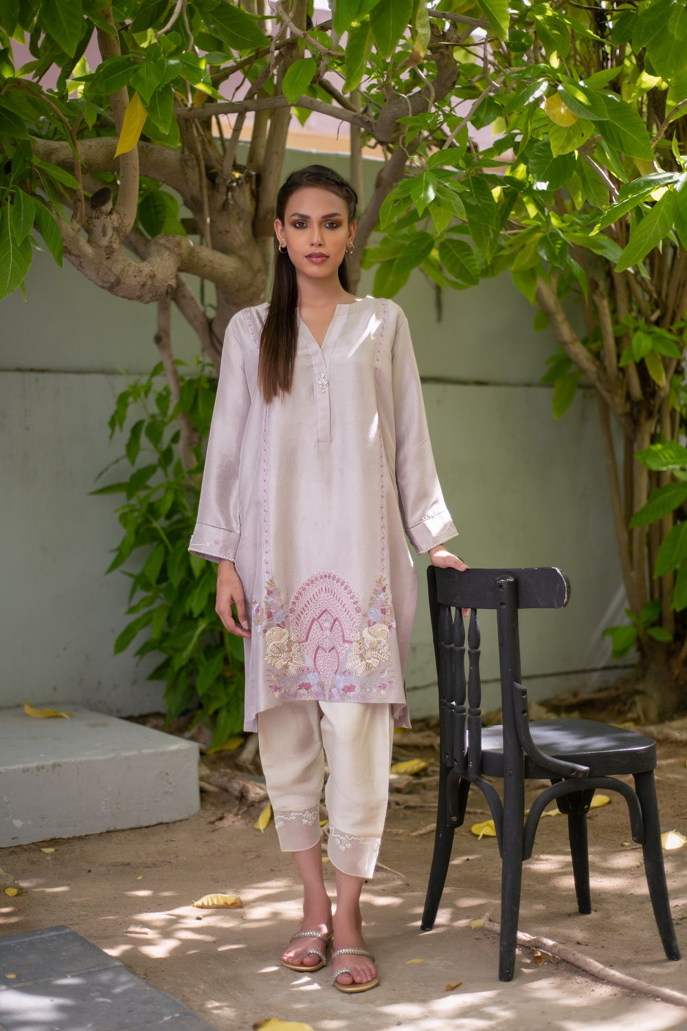 Lilac Multi Embroidery Kurta