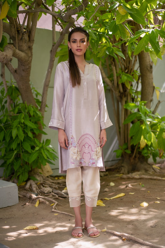 Lilac Multi Embroidery Kurta